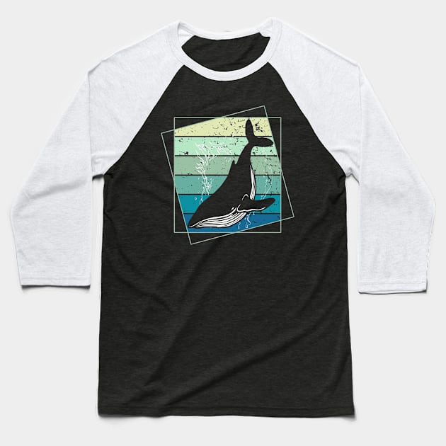 Retro Killer Whale Baseball T-Shirt by Happy Shirt